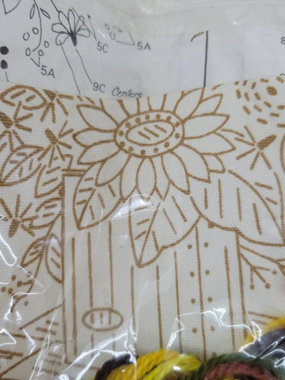 1978 Creative Circle Crewel Kit #515 Sunflowers PLUS Frame and Stretch Bars - fo